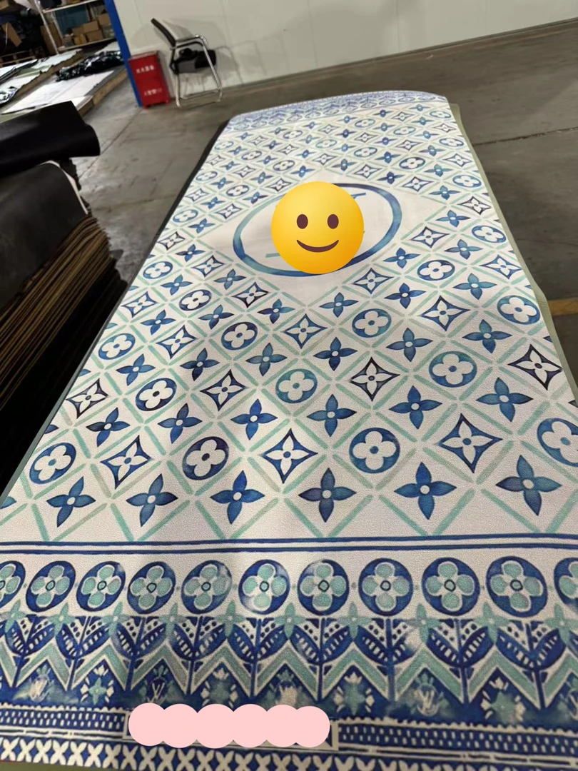 【L&V】68宽经典蓝标志蓝花麂皮绒高货瑜伽垫