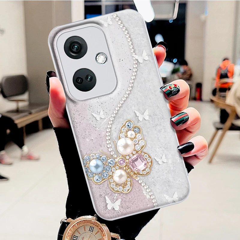 适用OPPOReno13水凝壳Reno13Pro手机壳钻石蝴蝶时尚潮防摔保护套