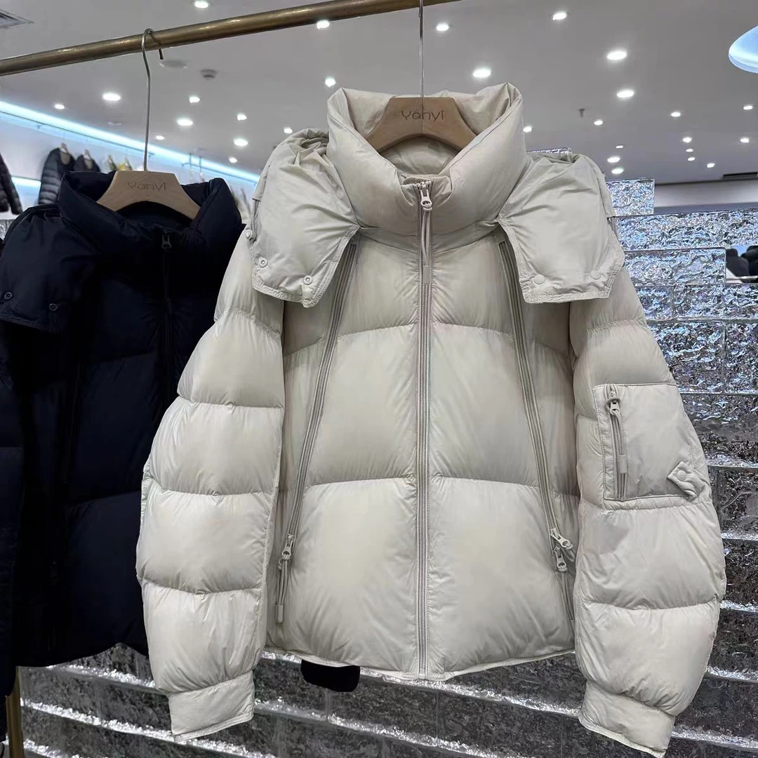 【宝儿姐BR】H85665时尚泡芙冬季新款羽绒服90白鸭绒连帽加厚款