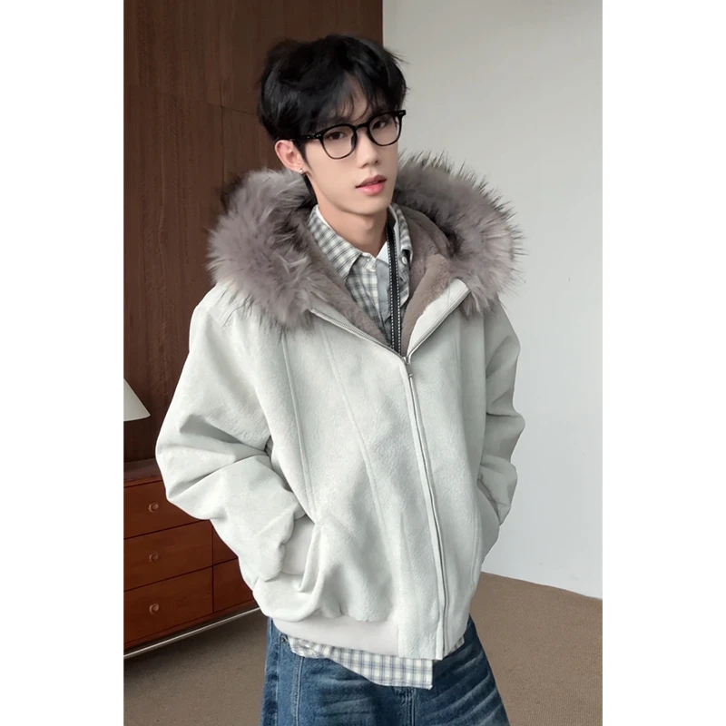 SYRI 麂皮毛领连帽座山雕外套夹克冬季男女棉衣保暖宽松休闲棉服