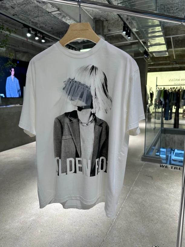 GOLDEN RODGloden rod设计师拼纱蕾丝头像休闲夏季T恤