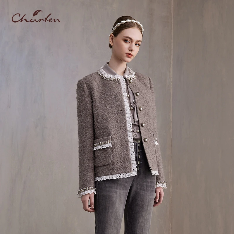 【蜜思仝】朝峰秋冬轻奢休闲温婉名媛风毛呢外套CFE3F819-8021A