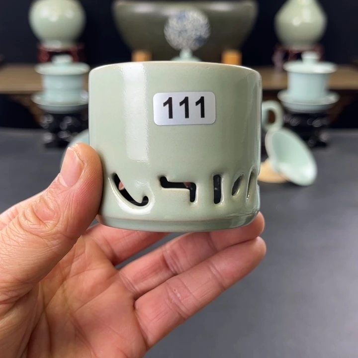 杯宁*臣仿古釉汝官窑镂空主人杯111号