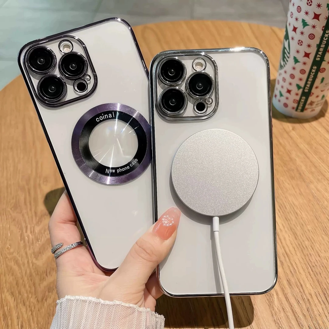 适用iPhone 16E手机壳电镀透明苹果15Pro镜头膜磁吸硬壳全包14套