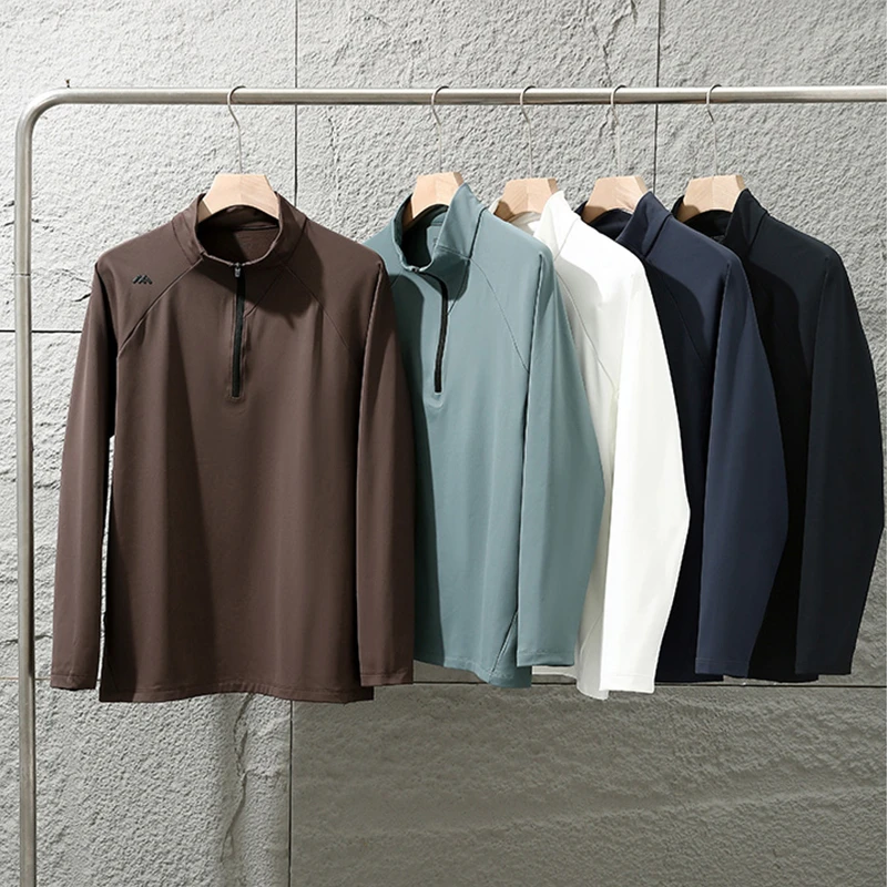 秋季半拉链男士简约舒适长袖T恤户外功能保暖抓绒打底衫GT9528
