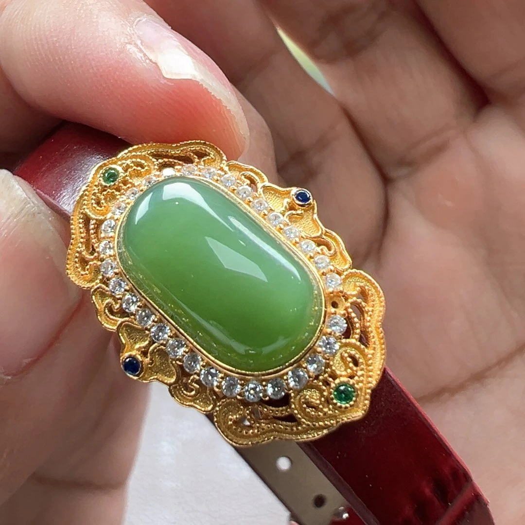 和田玉颈饰银S925镶嵌