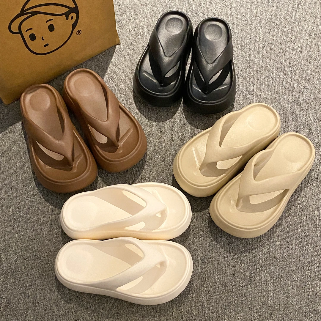 厚底拖鞋人字拖夏季防滑高跟网红沙滩平底韩版软底ins复古