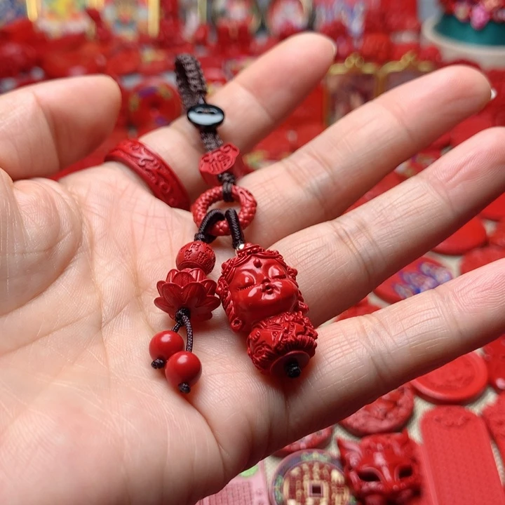 天然辰砂工艺品朱砂钥匙扣