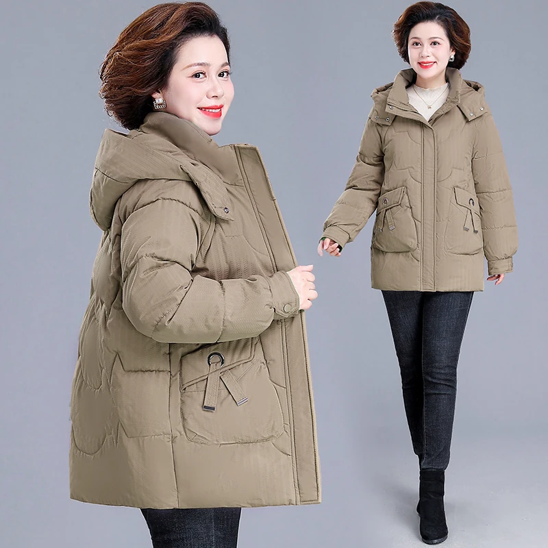 妈妈羽绒棉衣棉服女冬季2025年新款爆款潮时尚连帽宽松保暖厚外套