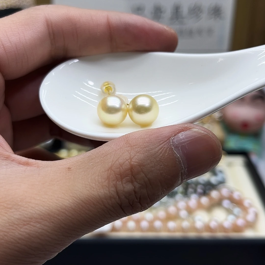 耳饰银S925镶嵌海水珍珠