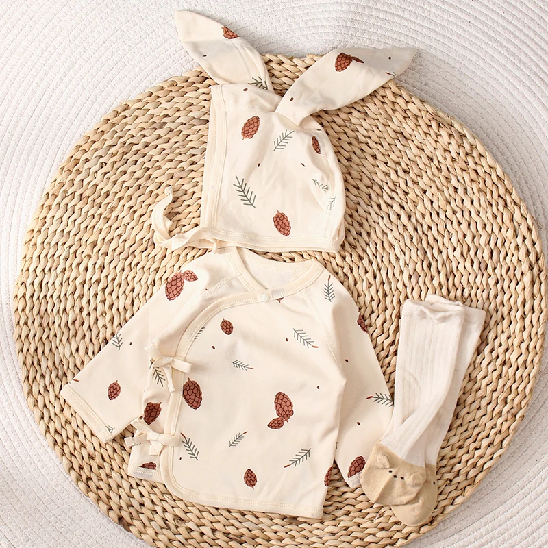 新生儿产房半背衣服春秋宝宝52码纯棉套装婴儿无骨婴儿半背衣纯棉