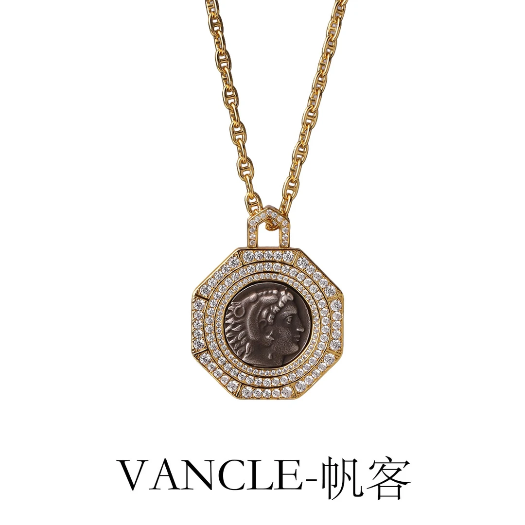 坠链均925银 【大力神】满钻时尚复古吊坠古希腊古币s925银吊坠
