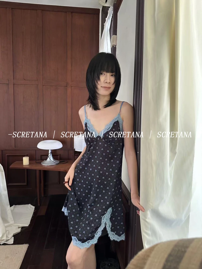 SCRETANA/安娜的秘密珍珠匣夏季吊带睡裙宫廷复古优雅轻奢家居服