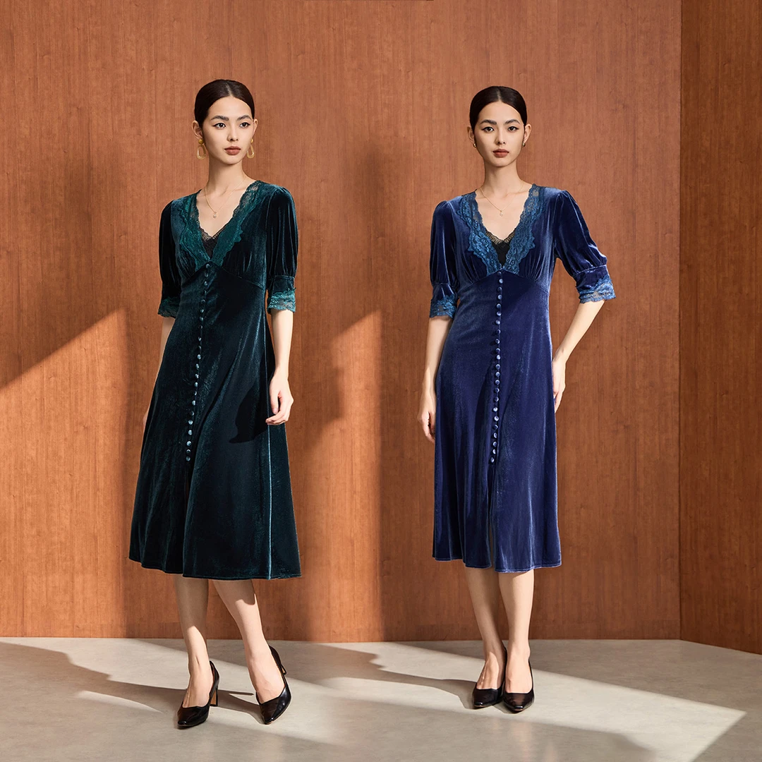 【粉丝专属】蕾丝显瘦气质轻奢时尚连衣裙VDA624DRX0