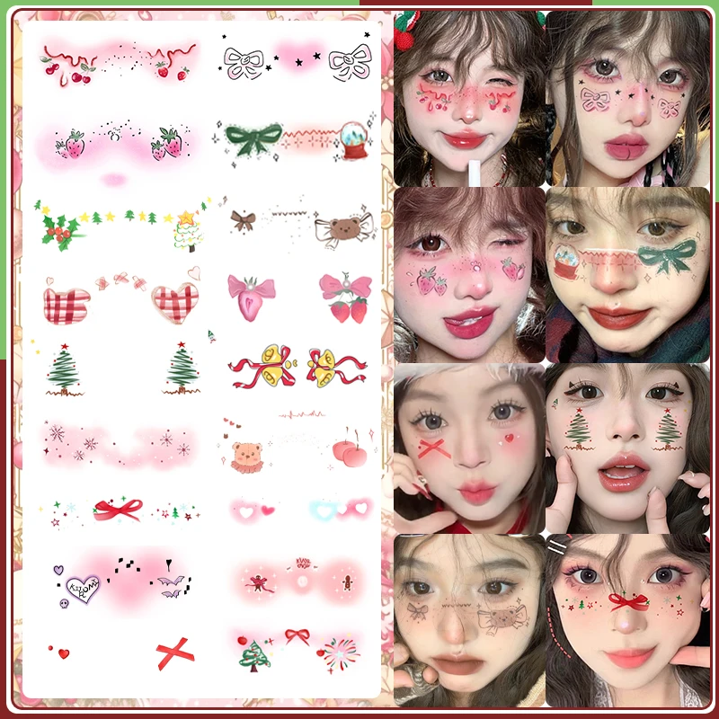 圣诞节狂欢派对妆容脸贴纹身贴COS写真拍照氛围感持久甜美可水洗