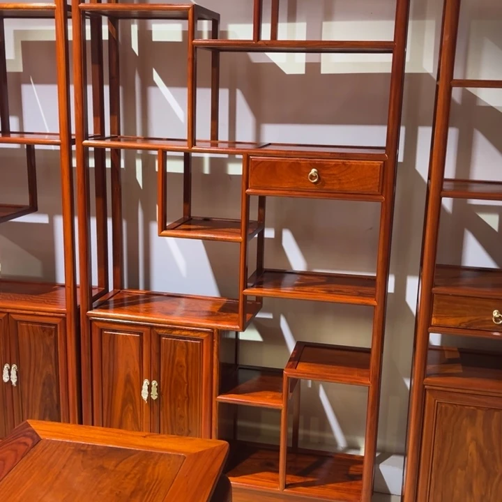 安***天案台花梨木类缅甸花梨木博古架