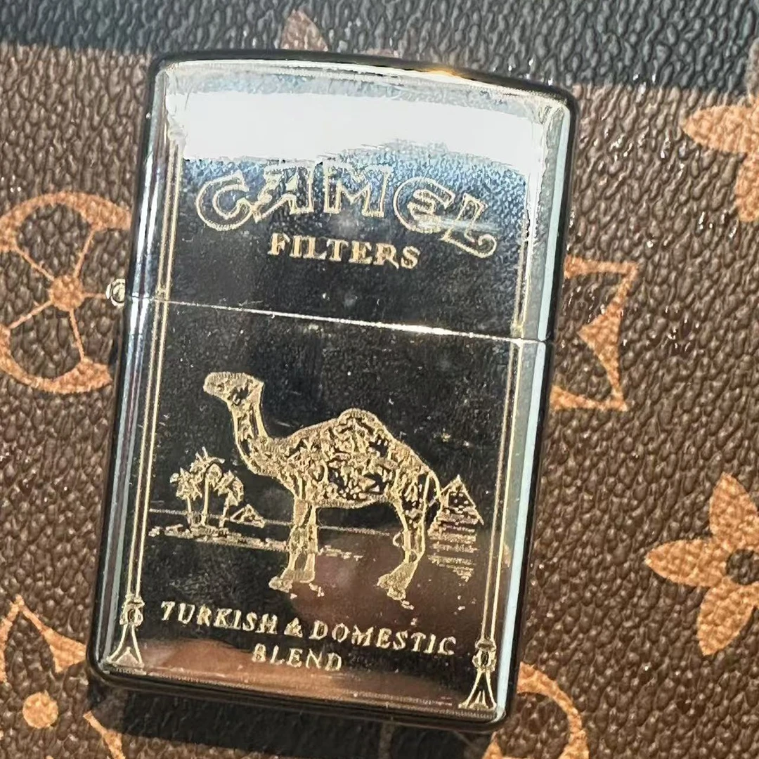 新版银冰沙漠绿洲骆驼银色煤油打火机