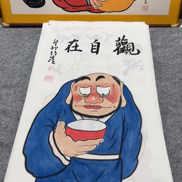 国画手绘禅意画一物一拍
