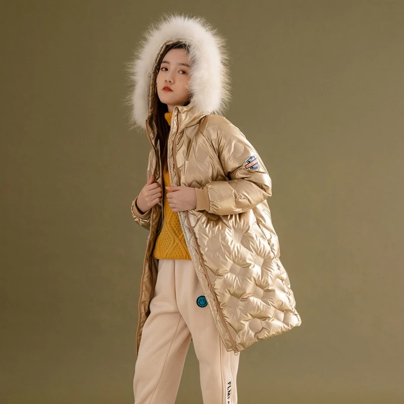 富罗迷儿童羽绒服冬季新款女童加厚保暖连帽毛领羽绒外套F1D9598Y