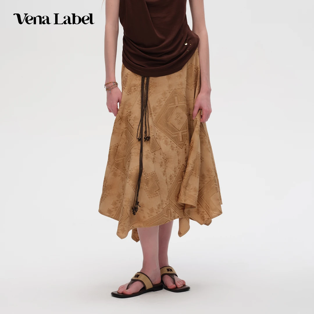 Vena Label25PF新款 夏季薄款波西米亚风A字半身裙女 美拉德穿搭