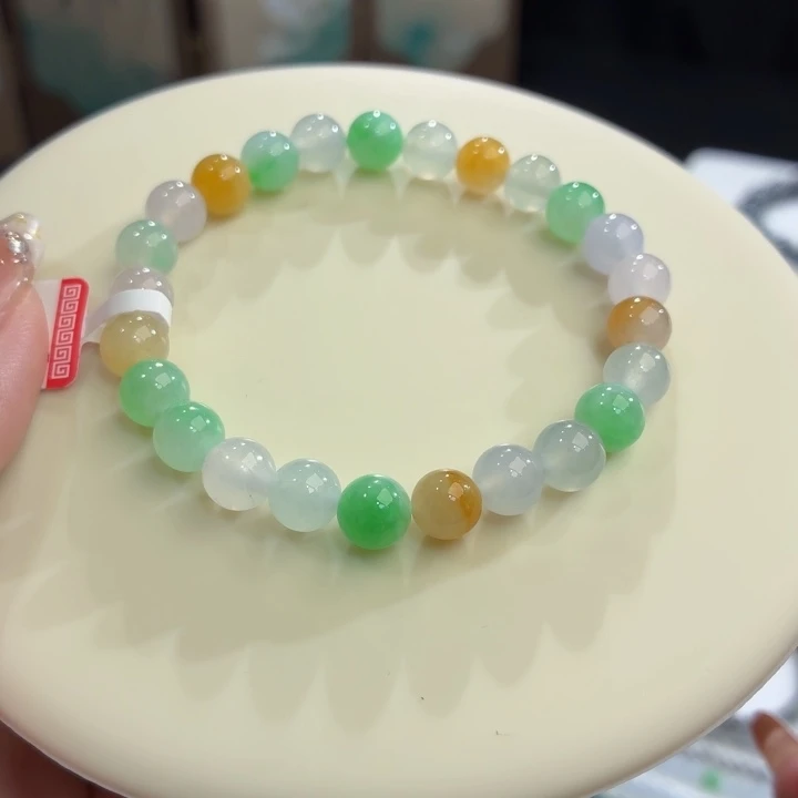 翡翠未镶嵌手链冰胶多彩卡7.4