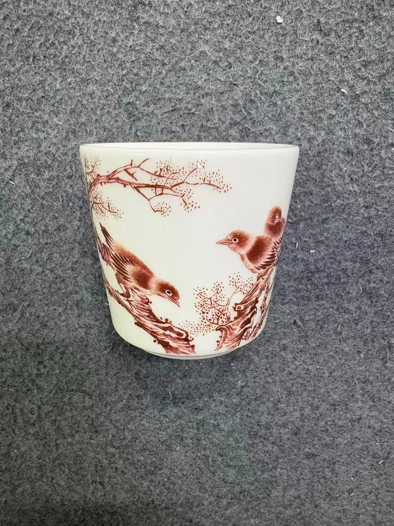 景德镇现代高温陶瓷花鸟杯