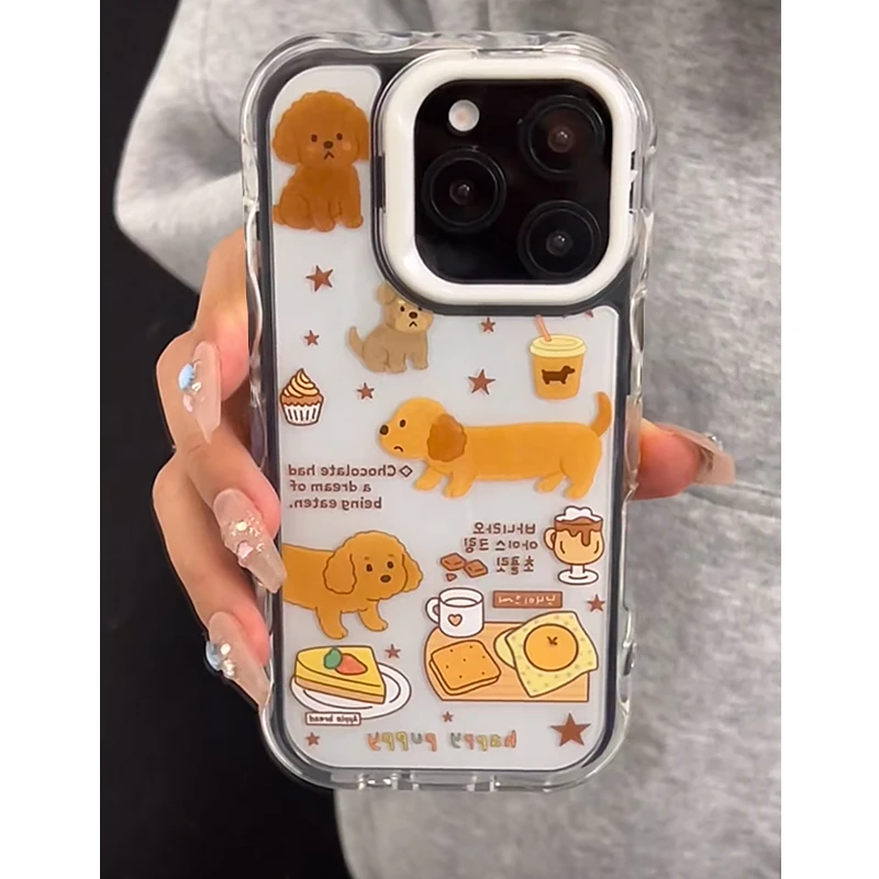 棕色星星小狗适用iPhone13手机壳15苹果16promax波纹果冻14/12/11