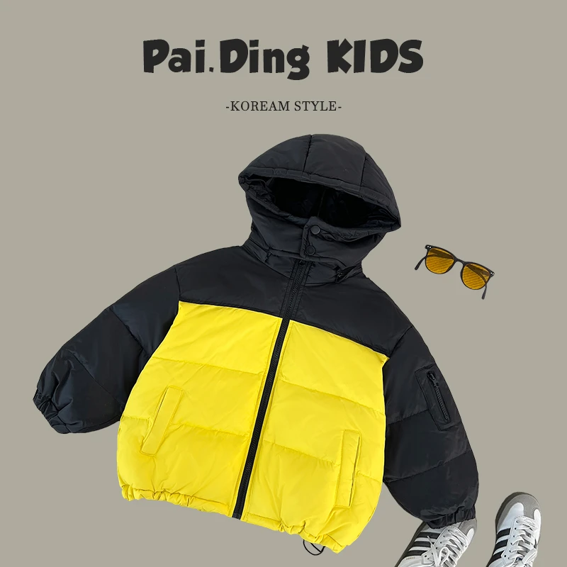 【兔小呗】【现货】冬装儿童潮流帅气撞色连帽保暖羽绒服YY9240