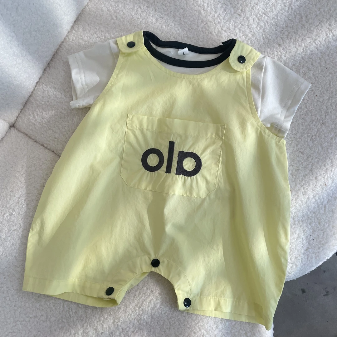 【奈欧专属】婴儿宝宝夏季复古字母刺绣A类爬服爬服95072