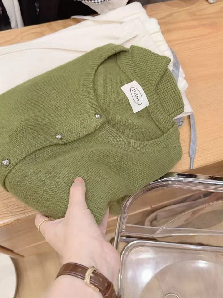 七言家新品！#高货韩叶绿软糯羊羊开衫毛衣-341