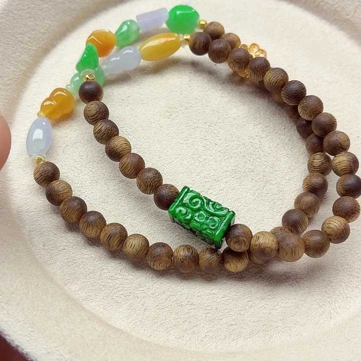 翡翠18K金镶嵌手链天然缅甸翡翠A货