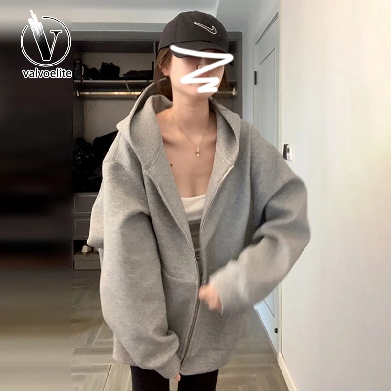 VALVOELITE时尚百搭休闲短款韩系灰色外白月光穿搭韩系短款女外套