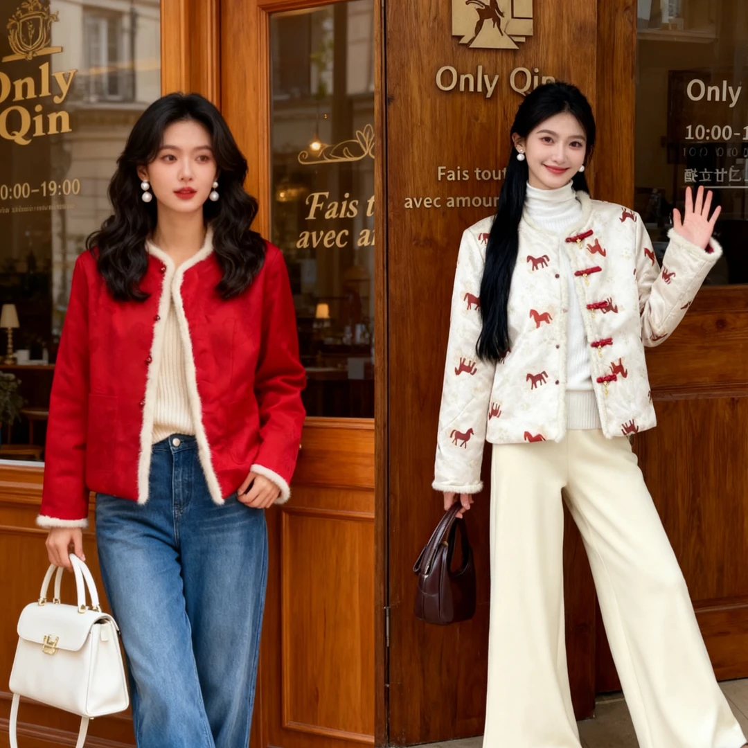 新中式棉衣女洋气百搭时尚显瘦冬季双面双穿气质休闲国风宽松