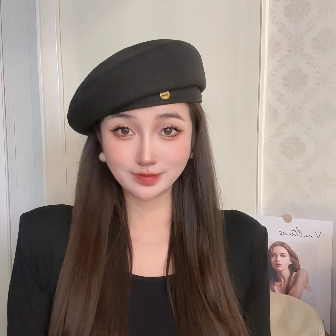 韩版时尚优雅气质纯色贝雷帽子女秋冬显脸小大头围休闲百搭画家帽