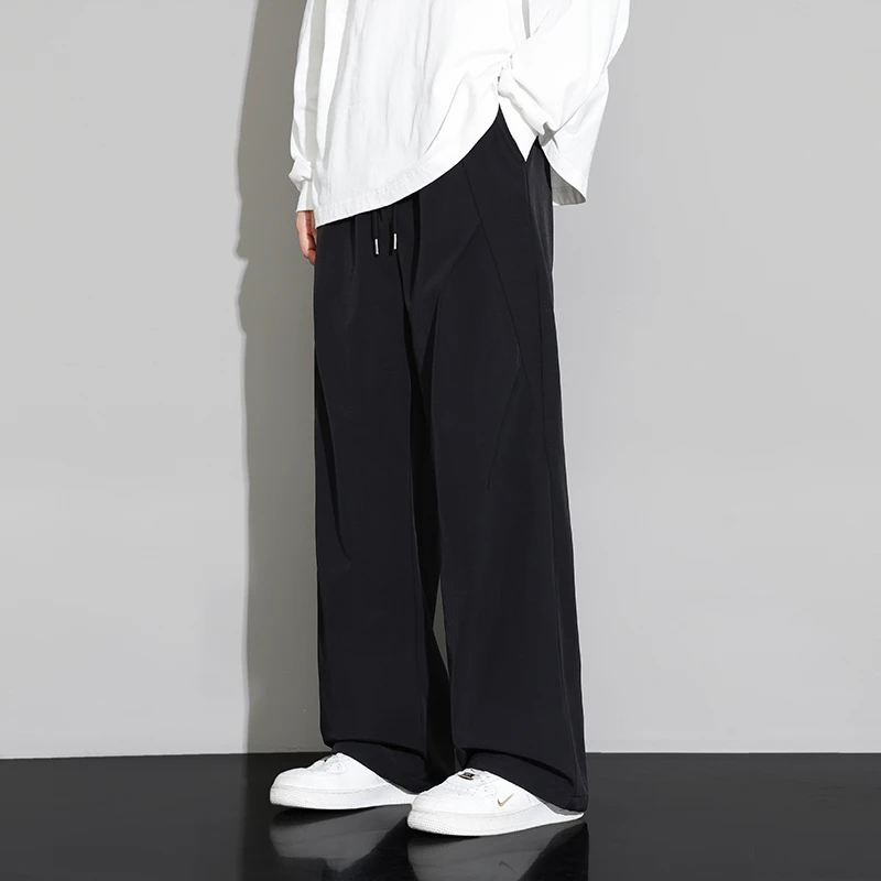 夏季新款休闲裤伞兵裤男士宽松直筒美式潮流阔腿裤子