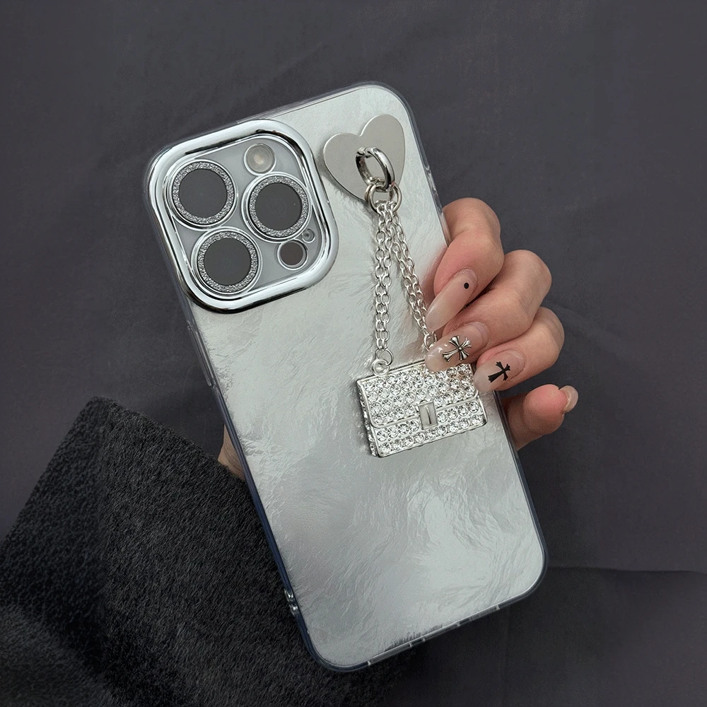 简约冰川纹立体包包适用iphone16promax苹果13手机壳15小众14女12