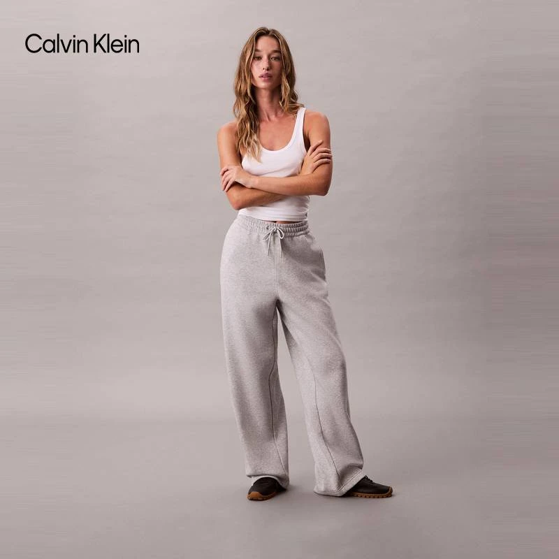 CK Jeans25秋季新款女士提花织带抓绒运动卫裤针织长裤47D283G