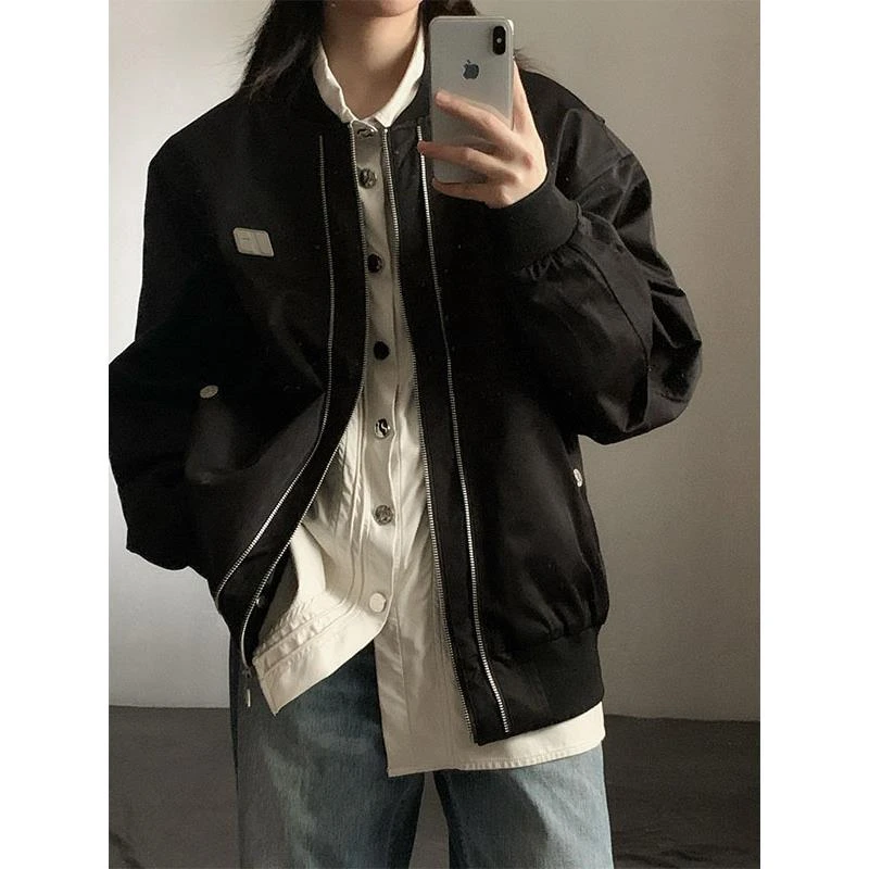 肖宇梁防泼水飞行员夹克男款春季美式棒球服高级感双拉炼短款外套