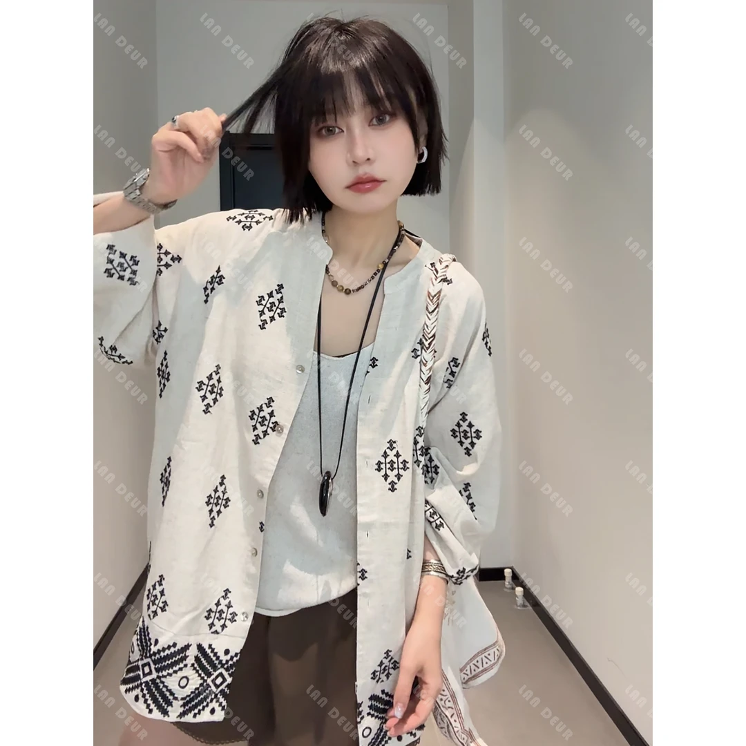 JIUJIU【海风轻拂】衬衫原麻色设计感百搭时尚通勤休闲防晒