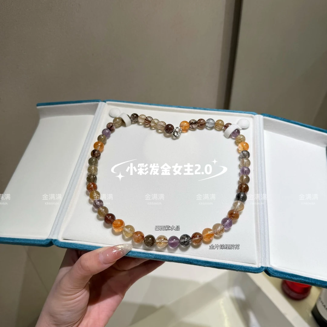 【小彩发金女主2.0】天然水晶彩发晶项链多样性9.10M B495