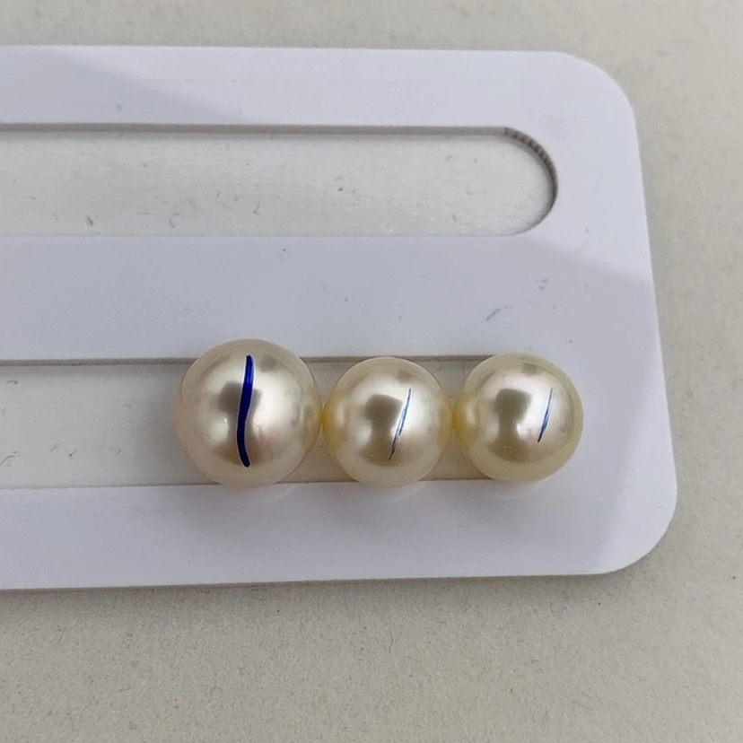 【闪购商品】未镶嵌14.4mm12.9mm干枯三颗大白海水珍珠融