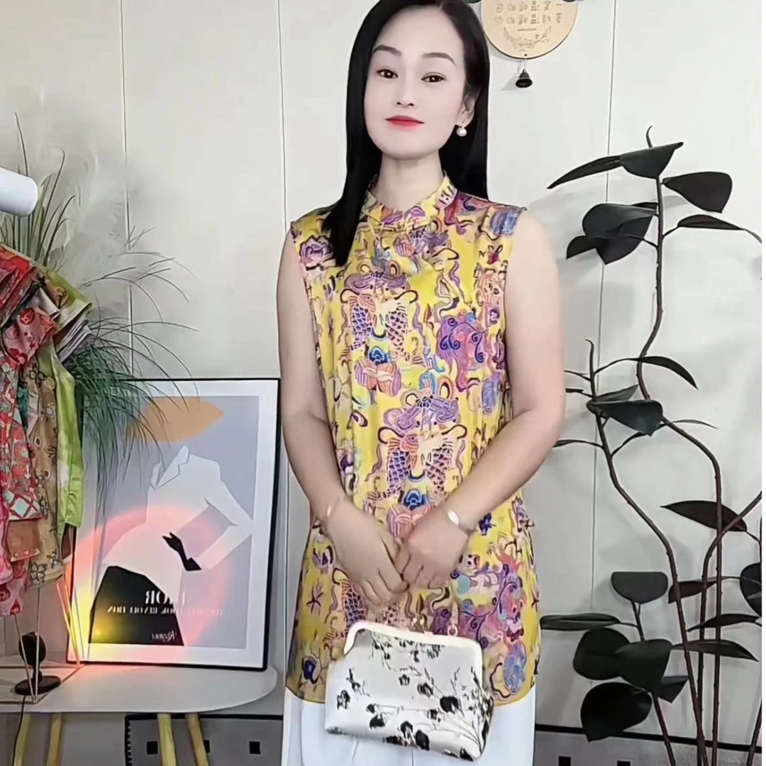 新中式国风无袖连衣裙女2025夏装轻奢复古盘扣显瘦减龄气质背心裙