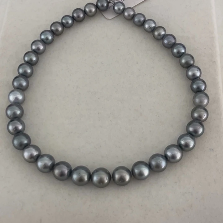 项链未镶嵌海水珍珠大溪地铂金灰9-12