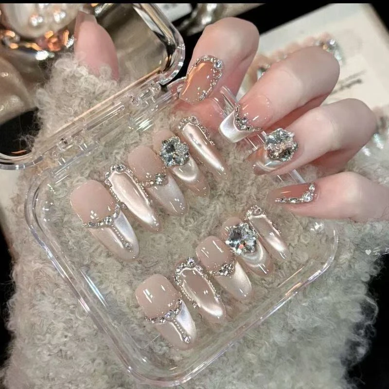 【苍山赴雪】纯手工高定猫眼手工穿戴甲气质美甲百搭干金感