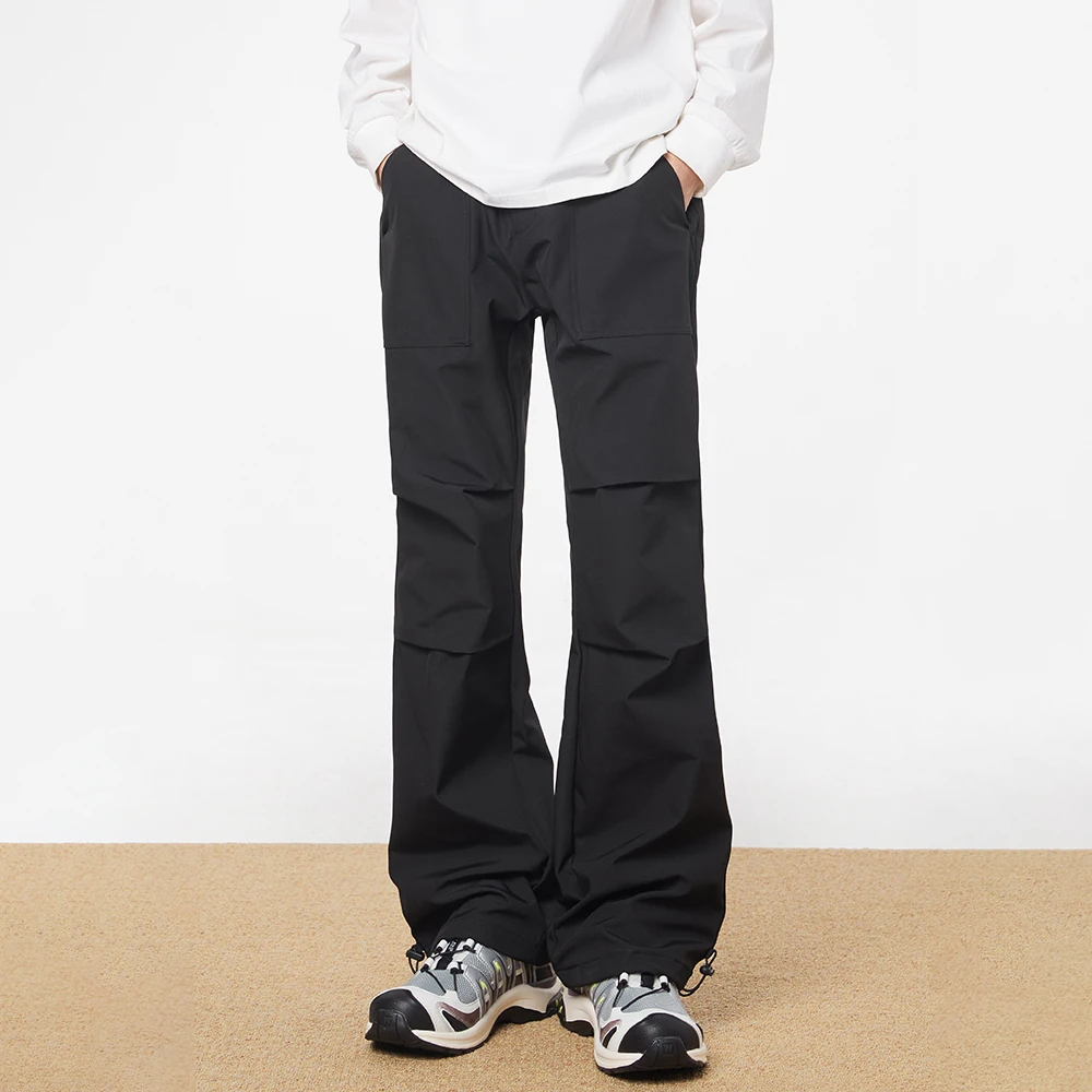 URSGGON美式口袋褶皱工装防水加绒百搭宽松微喇休闲裤男生
