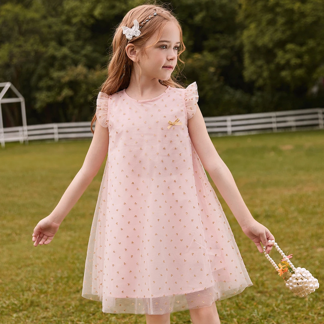女童A字裙女大摆型公主风连衣裙夏季蕾丝公主裙中大童碎花
