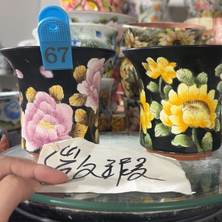 景德镇手绘花盆满38包邮偏远地区除外