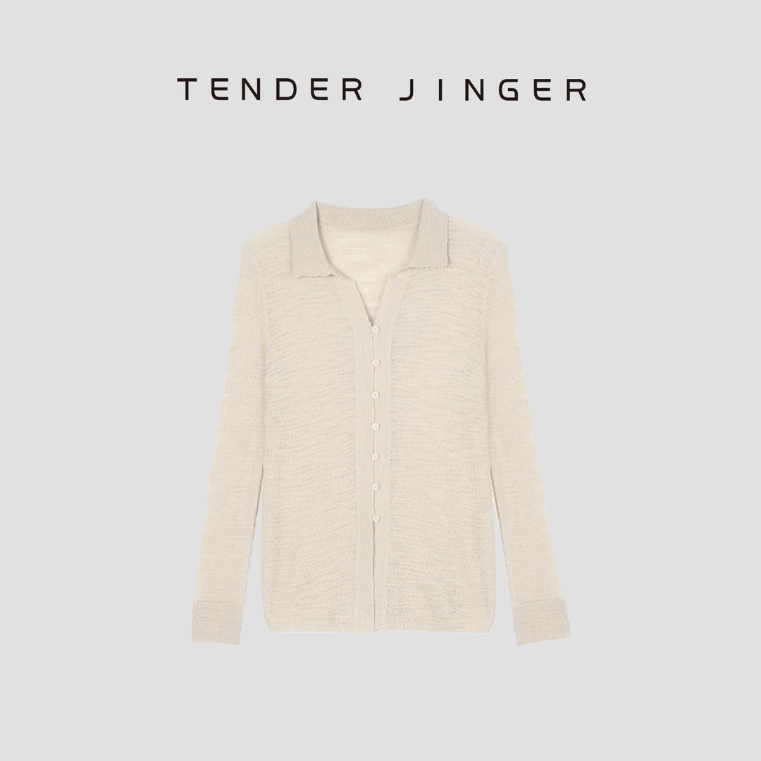 Tender Jinger【黑标】V领慵懒风长袖针织开衫T51DYY501Y