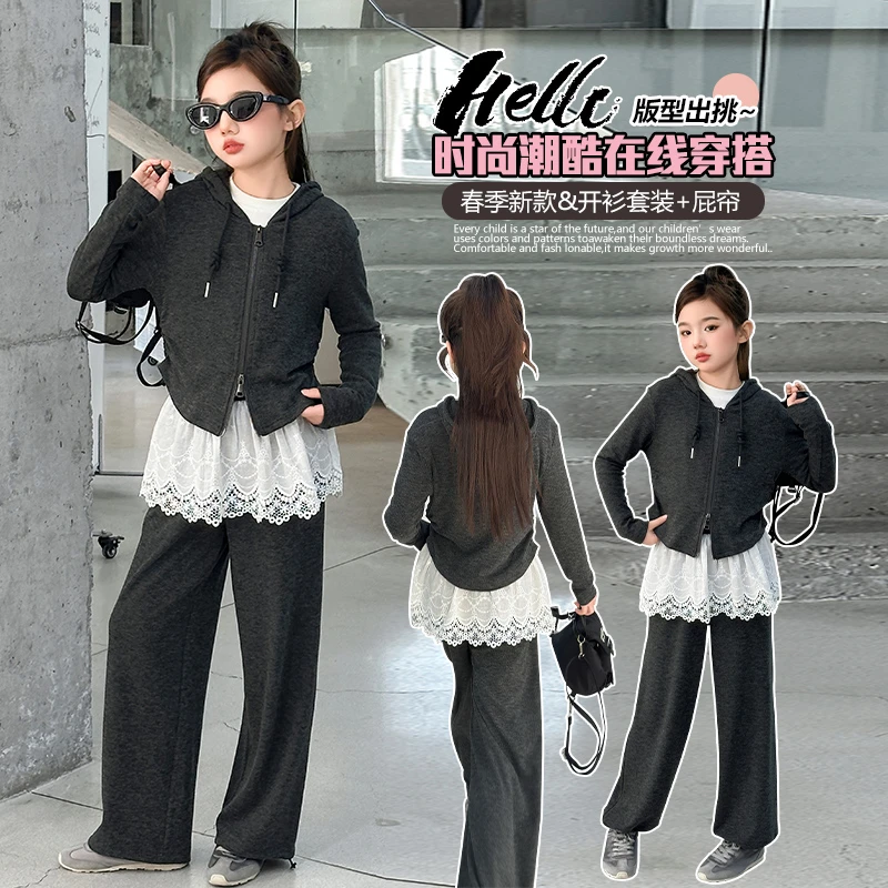 女童春秋套装2025新款6-12岁15岁中大童装休闲时髦洋气时尚两件套
