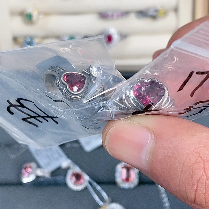 石榴石戒指银S925镶嵌七****作